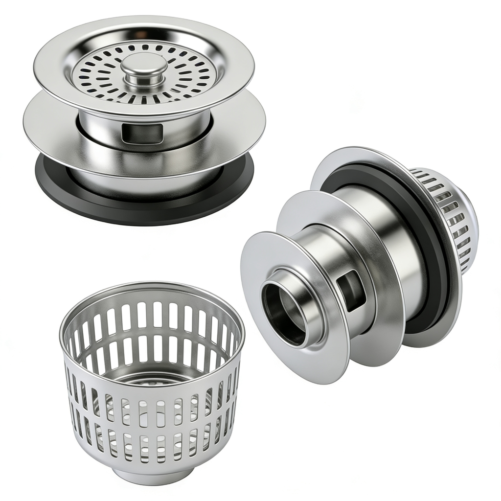 CoachmanCooks Адказ Gemini2 Pack Sink Drain Strainer - Sink Stopper, 3 in 1 Stainless Steel Kitchen Drain Plug with Deep Anti-Clog Basket and Odor-Blocking Seal, Pop-Up Design Fits Standard 3-1/2 Inch Sink