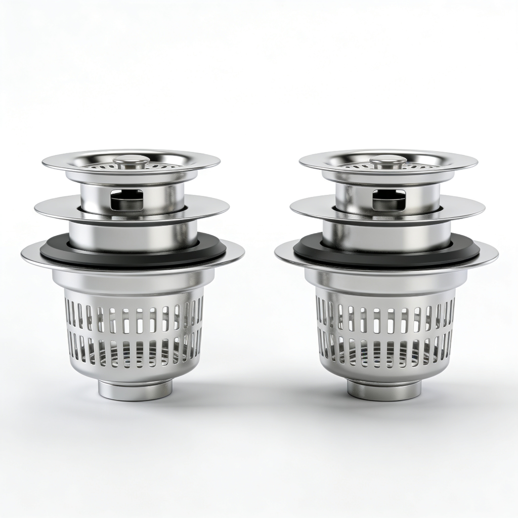 CoachmanCooks Адказ Gemini2 Pack Sink Drain Strainer - Sink Stopper, 3 in 1 Stainless Steel Kitchen Drain Plug with Deep Anti-Clog Basket and Odor-Blocking Seal, Pop-Up Design Fits Standard 3-1/2 Inch Sink