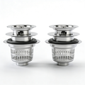 CoachmanCooks Адказ Gemini2 Pack Sink Drain Strainer - Sink Stopper, 3 in 1 Stainless Steel Kitchen Drain Plug with Deep Anti-Clog Basket and Odor-Blocking Seal, Pop-Up Design Fits Standard 3-1/2 Inch Sink