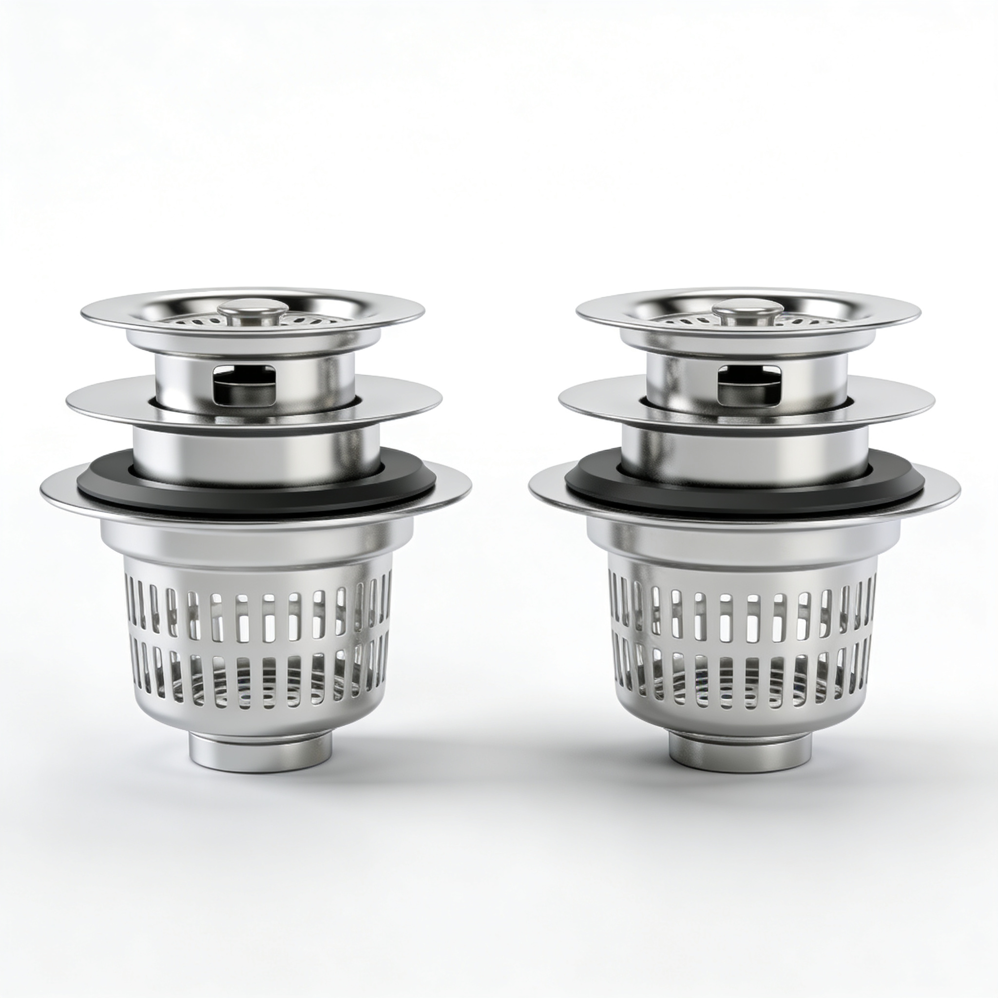 CoachmanCooks Адказ Gemini2 Pack Sink Drain Strainer - Sink Stopper, 3 in 1 Stainless Steel Kitchen Drain Plug with Deep Anti-Clog Basket and Odor-Blocking Seal, Pop-Up Design Fits Standard 3-1/2 Inch Sink